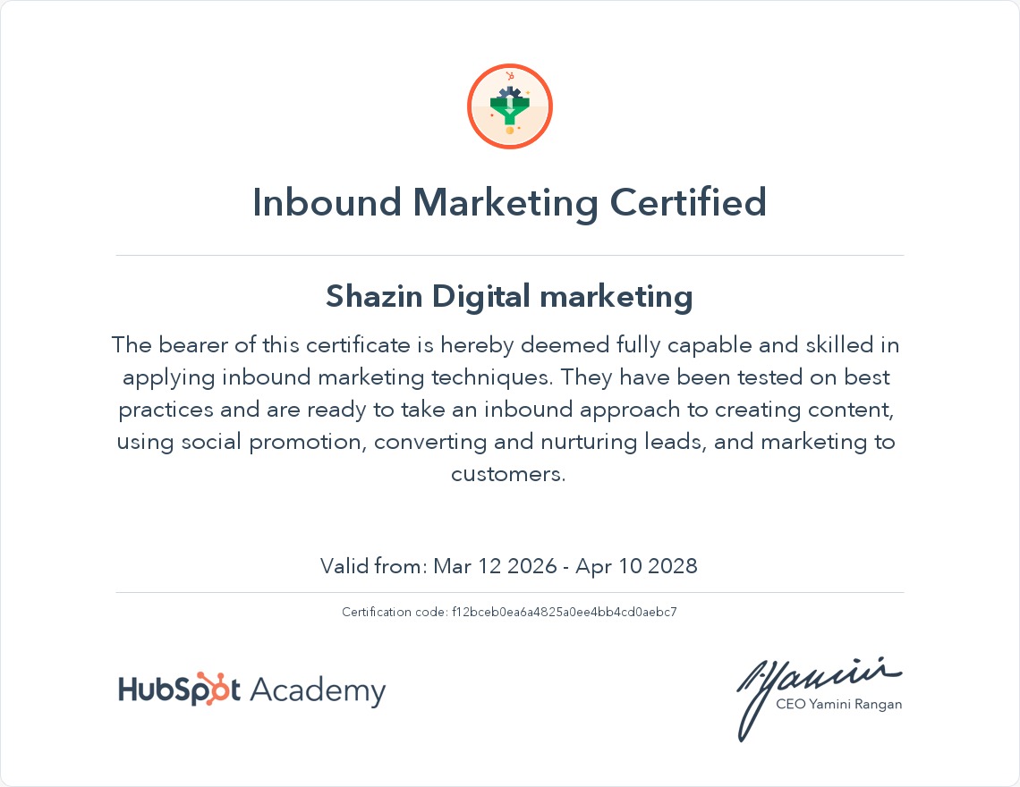 hubspot certificate